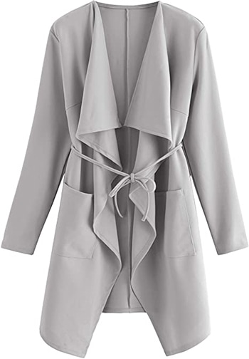 Romwe waterfall wrap coat | 40plusstyle.com