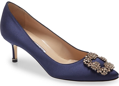 Manolo Blahnik Hangisi Jeweled Pointy Toe Pump | 40plusstyle.com