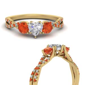 Orange Topaz Side Stone Rings