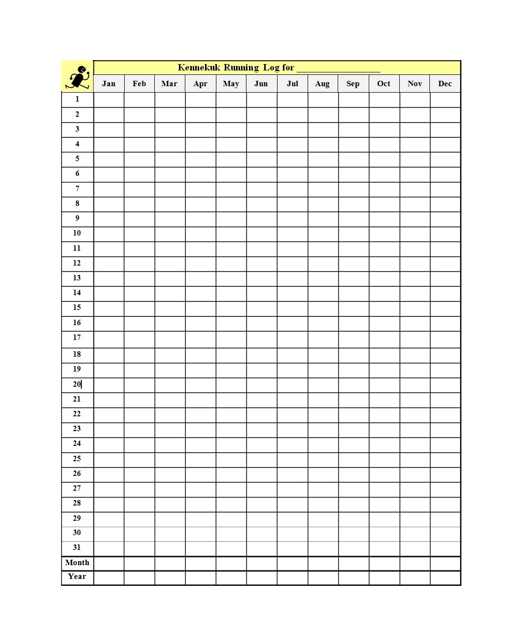 Free Printable Walking Chart