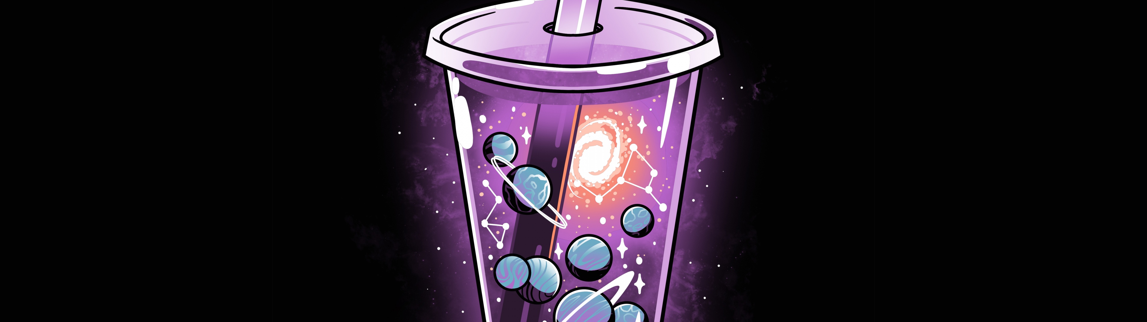 Bubble Tea Wallpaper 4K, Planets, Black Background, 5K, 8K, 40% OFF