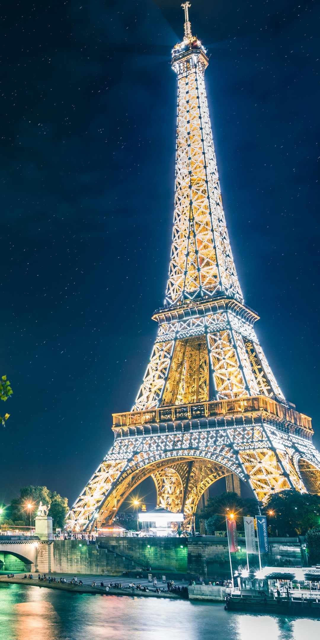 Eiffel Tower Wallpaper 4K, Night time, Glowing lights, Starry sky, Landmark, World, #4253