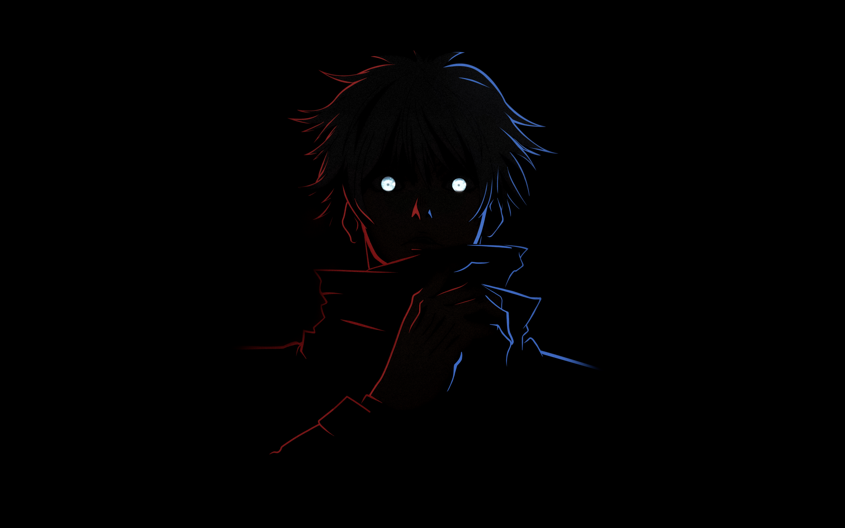 Satoru Gojo Minimalist Black background 8K