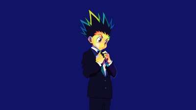 Gon Freecss, Cute anime, Hunter x Hunter, Blue background, 5K, 8K, Simple