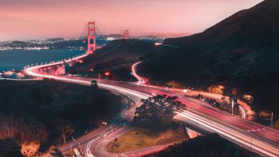 Golden Gate Bridge, Sunset, Traffic, San Francisco, USA