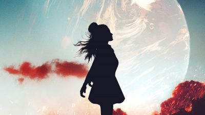 Alone, Girl, Silhouette, Mood, Planet, Dream, Aesthetic