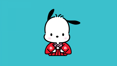 Pochacco, Cute cartoon, Cyan background, 5K, 8K, Sanrio, Simple