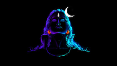 Adiyogi, Lord Shiva, Parameshwara, Mahadev, Hindu God, Parashiva, Black background, AMOLED, Third eye, 5K, 8K, Crescent Moon, Hinduism