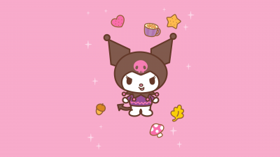 Sanrio, Kuromi, Pastel pink, 5K, Cute cartoon