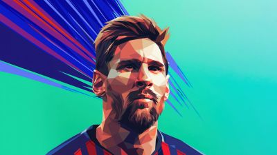 Lionel Messi, Low poly, Portrait, 5K