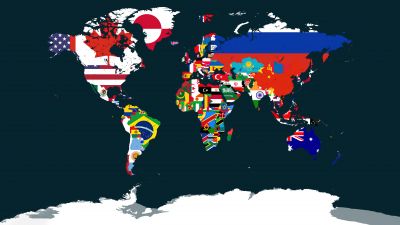 World map, Flag, 5K