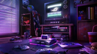 Retro, Gaming room, Gaming console, ASUS ROG, Republic of Gamers, Cozy, Aesthetic interior