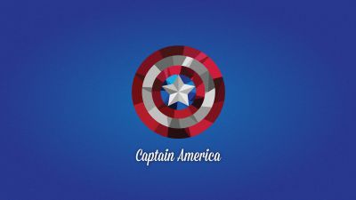 Captain America's shield, Illustration, Blue background, 5K