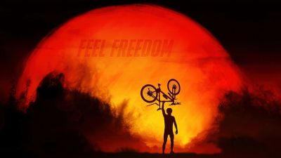 Freedom, Adventure, Cyclist, Sunset, Silhouette, Bicycle, Mountain bike