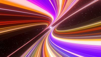 Cosmic, Light trails, Vibrant, Colorful space, Motion, Energy, Futuristic, Dynamic, Warp, Bright, Radiant, Universe, Swirling Vortex, Illumination, Neon, Velocity, Infinity, 5K