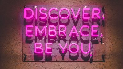 Discover, Embrace, Be You, Pink, Neon, Inspirational quotes, Girly backgrounds, Aesthetic