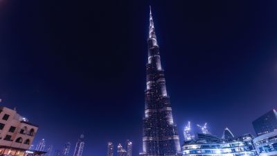 Burj Khalifa, Night time, United Arab Emirates, Dubai, Modern architecture, Cityscape, City lights, Skyscrapers