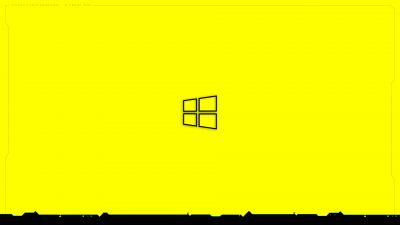 Windows 10, Cyberpunk 2077, Yellow background, Windows logo, Simple