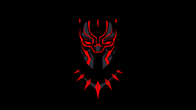 Black Panther, Minimal art, Marvel Superheroes, Black background, AMOLED, 5K, Simple