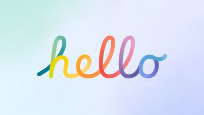 Hello, Typography, Gradient background, Colorful, White background, Apple Event, 5K, Pastel background