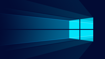 Windows 10, Minimalist, Windows logo, Blue background, Flat, Simple