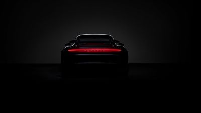 Porsche 911 Turbo S, Black background, AMOLED