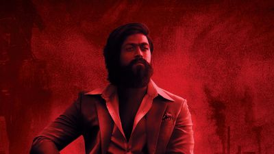 KGF: Chapter 2, Yash, Indian movies, 2022 Movies, Red background