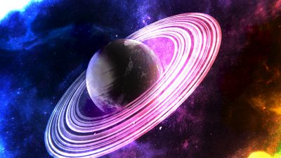 Saturn, Rings of Saturn, Surreal, Pink rings, Colorful space, Dream planet, Aesthetic, Planetary rings