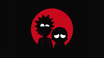 Rick and Morty, AMOLED, Rick Sanchez, Morty Smith, Silhouette, Black background, 5K, Simple