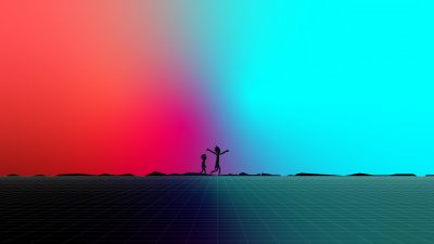 Rick and Morty, Minimalist, Rick Sanchez, Morty Smith, 8K, 5K, Gradient background, Silhouette, Colorful background, Simple