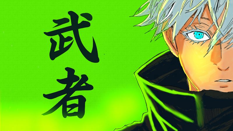 Satoru Gojo Wallpaper 4K, Green background, Jujutsu Kaisen