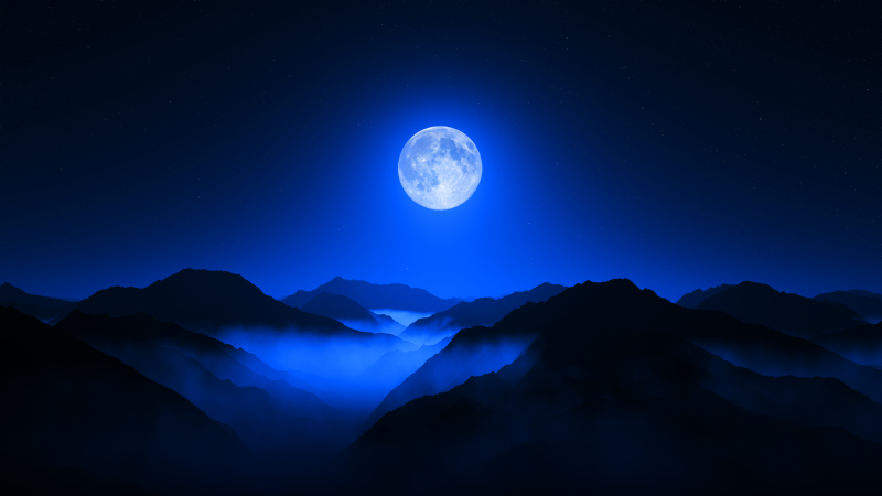 Twilight Moon Wallpaper 4K, Valley, Mountain range, Nature, #6429