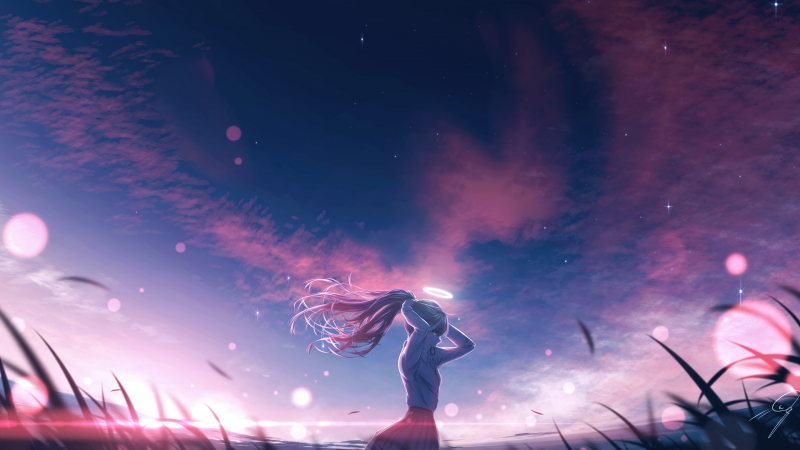 Original, Anime girl, Dream, Girly backgrounds, Aesthetic, Wallpaper