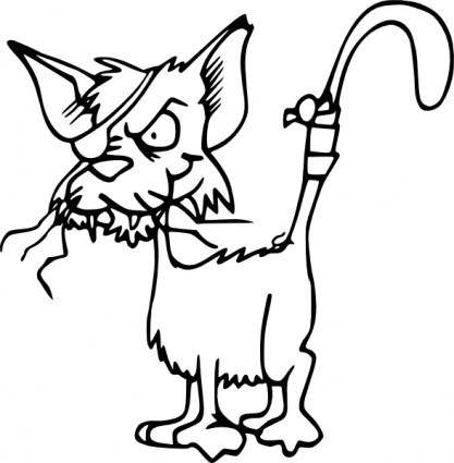 Fighting Cat Bw clip art