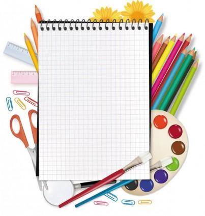 Painting supplies and stationery vector