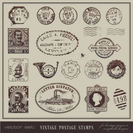 Vintage postcards and stamps 04 vector