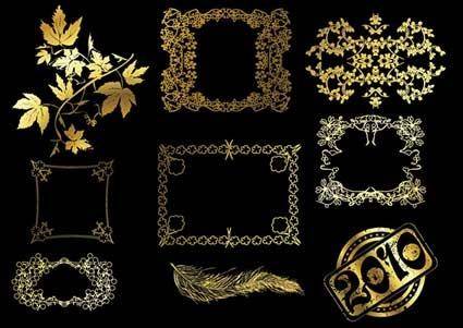 12 gold lace pattern vector