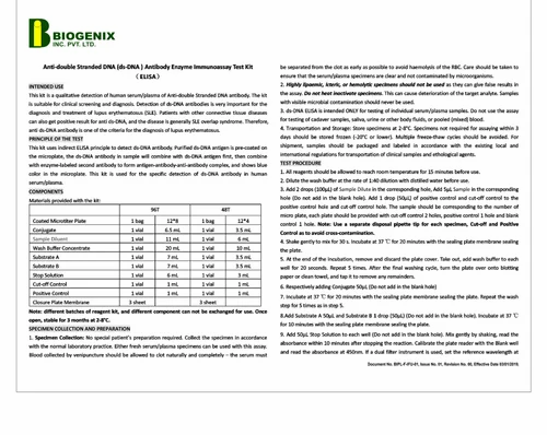 Biogenix DsDNA ELISA Kit (Qualitative) at Rs 13500/kit in Lucknow | ID ...