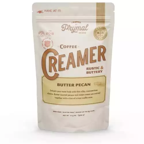 PRYMAL Coffee Creamer - Keto, Sugar Free, Non Dairy, Low Carb (Butter Pecan) Non Refrigerated Powder with MCT oil 11.3oz Bag