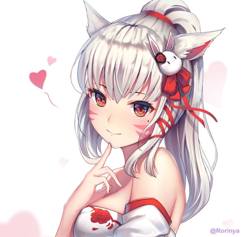 Cute neko-girl Miqo'te: Final Fantasy XIV game drawing [Artist: Rorinya]