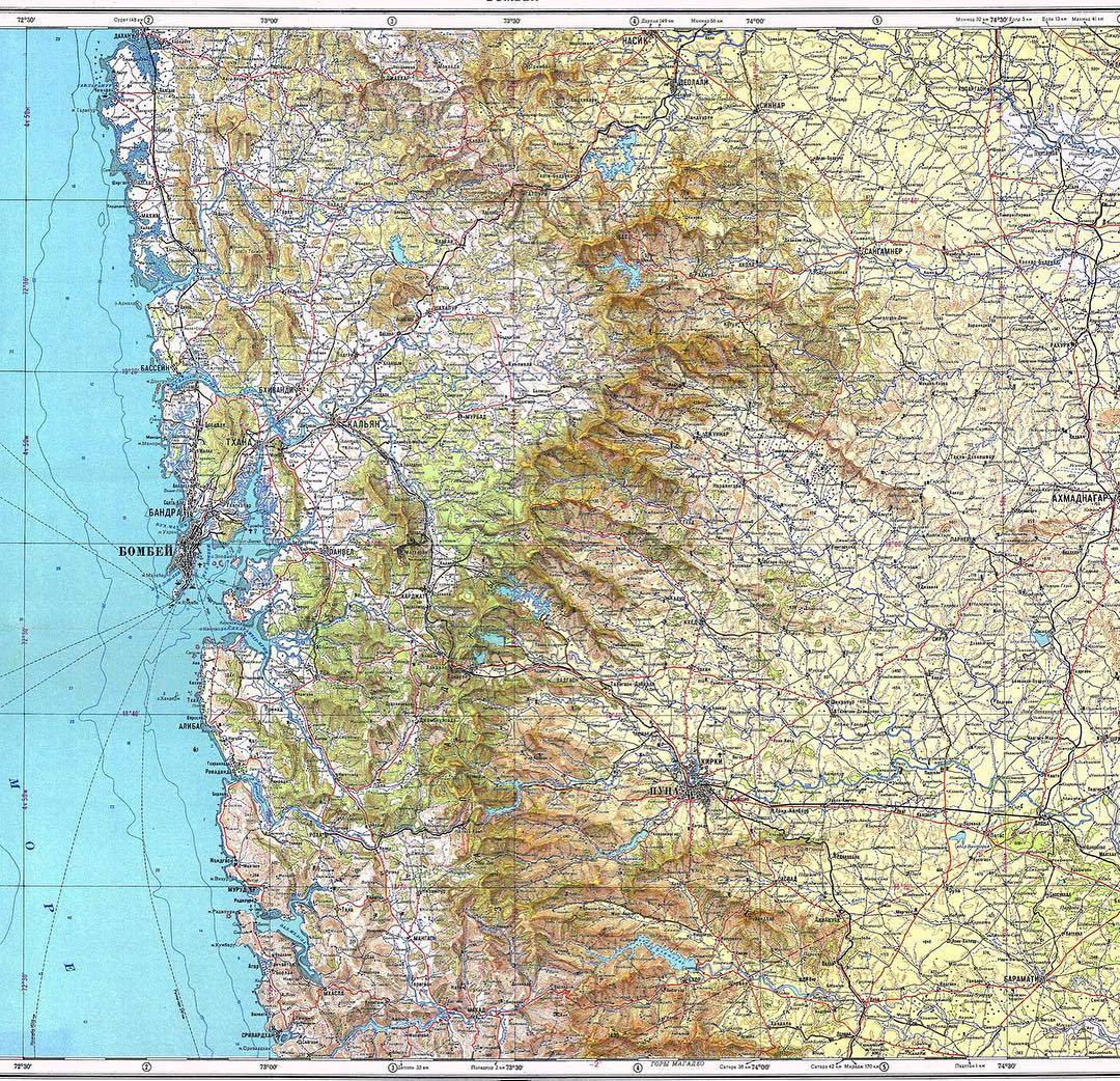 cartographersunion:
“ The Soviet military worked hard at cartography and were extremely prolific and extremely detailed. This here is a map of Bombay and its surrounding areas. Cartographers Union is going to be taking a brief hiatus while I move my...