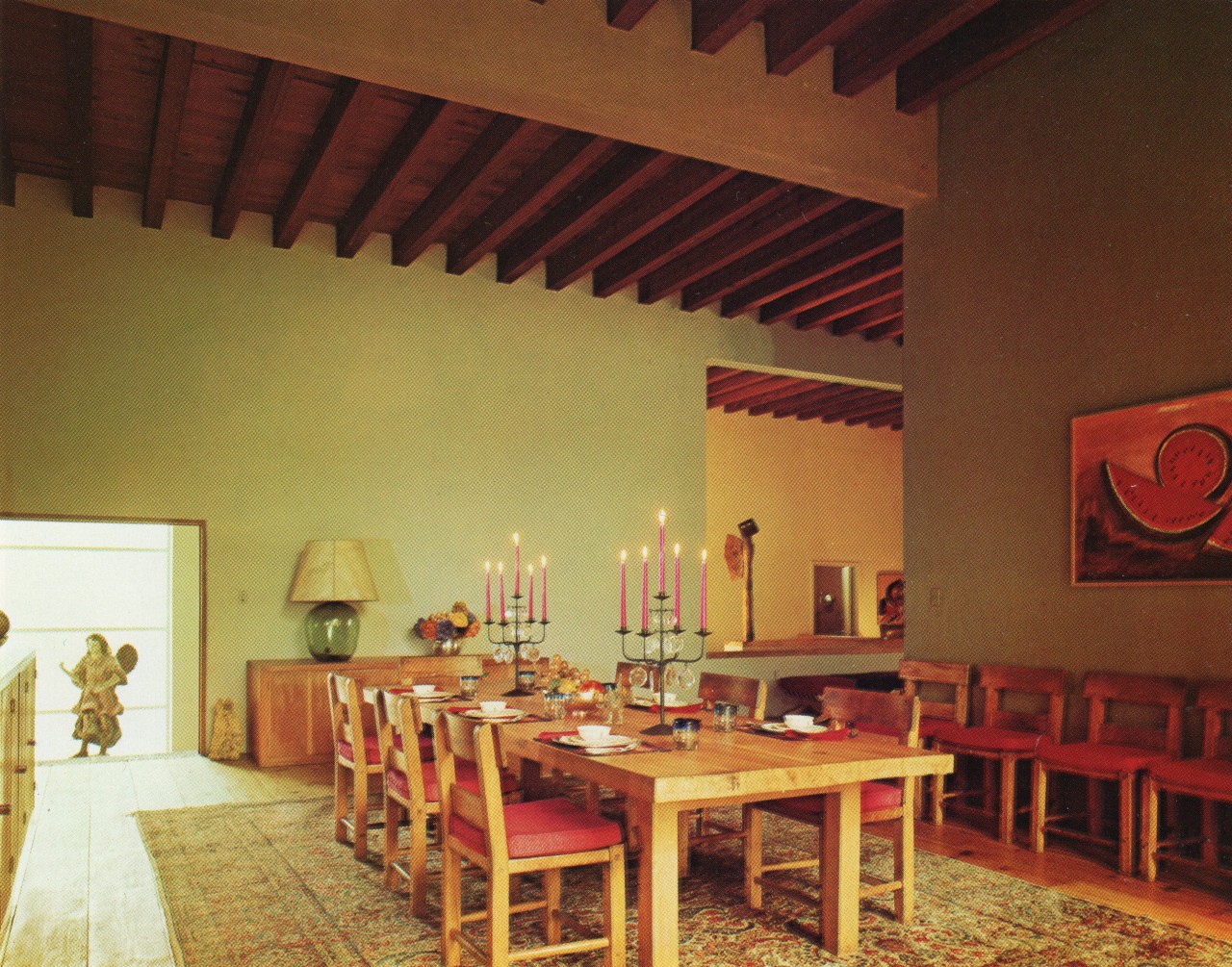 vintagehomecollection:
““A festive table setting takes its key from the warm pink color scheme in a Mexico City dining room. Luis Baragan, designer.
”
Inside Today’s Home, 1986
”