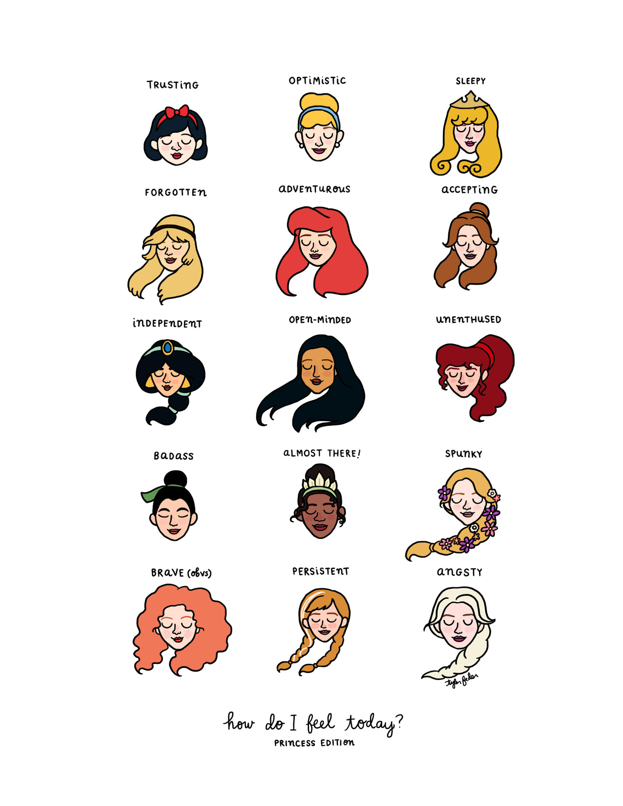 Disney Princess Mood Chart by Tyler Feder
Buy a print here!