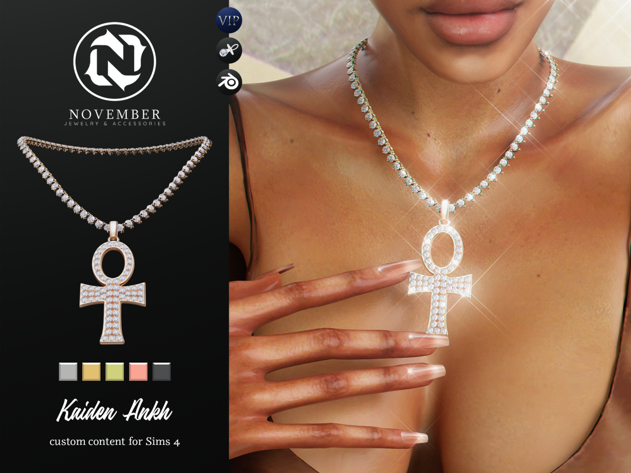 VIP Reward: Kaiden Ankh SetHey everyone, here is the Kaiden Ankh Set featuring 5 colors for all ages & body frames as well as a Blender Version with chain & pendant materials separated. We hope you will enjoy these pieces as much as we do 💎
Kaiden...