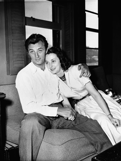 “March 30th, 1949: Robert MItchum embraces his wife Dorothy at home after being released from jail after serving 50 days of a 60 day sentence for a marijuana infraction.
”