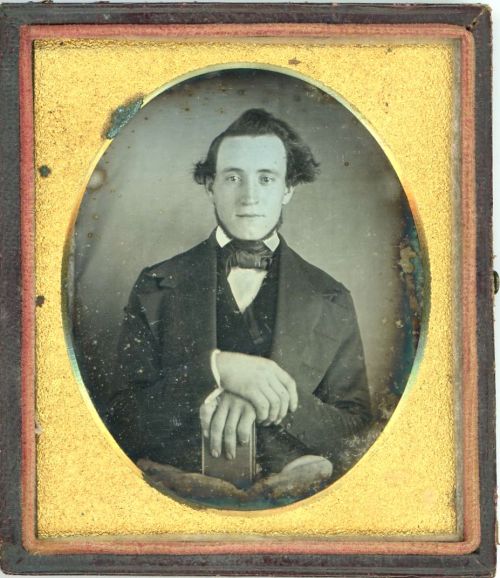 ca. 1850-60s, [daguerreotype portrait of a gent with a book]