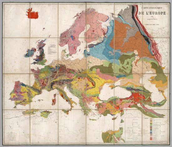 This geological map of Europe was made by Andre Dumont in 1875.