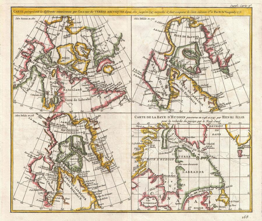 These maps of Northeastern Canada show how various cartographers represented the barely-explored subarctic lands between 1650 and 1747.