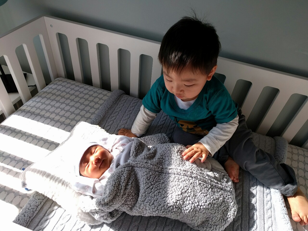 Happy Friday! Throwback to a few weeks ago when P met his little sister for the first time and welcomed her home. These two are gonna be such good friends.