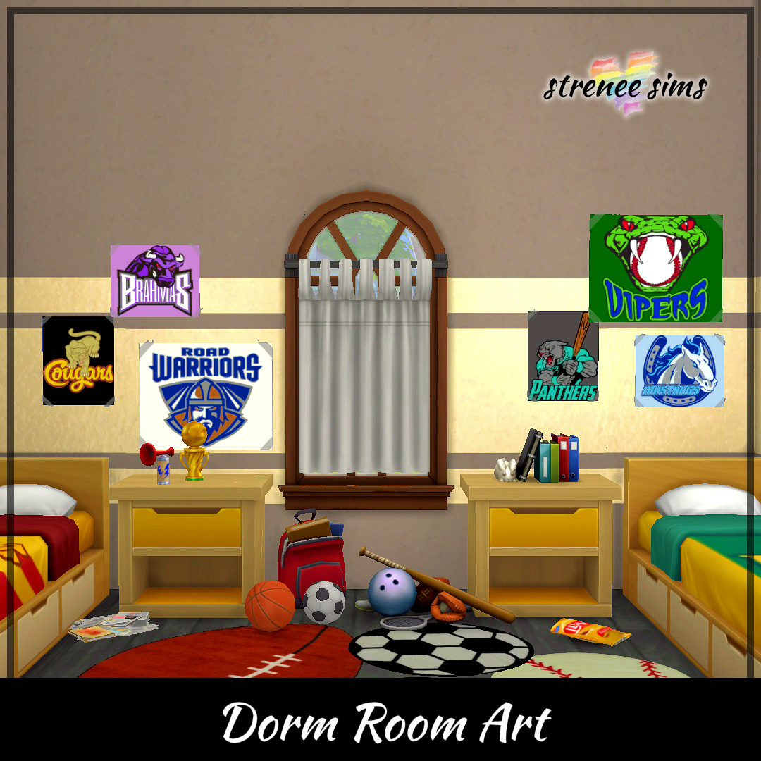 streneesims:
“This is the second update for the third day of art appreciation week. And that was a mouthful!
Here is Dorm Room and Teenage artwork in fun themes. There are a total of 24 prints in three categories: Inspirational, Gamer & Sport. Some...